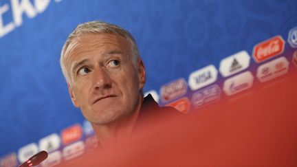 Le sélectionneur de l'équipe de France, Didier Deschamps, lors d'une conférence de presse à Ekaterinbourg, le 20 juin 2018. (MAXPPP)