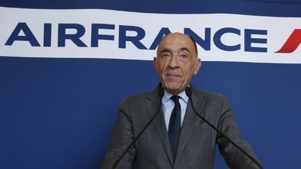 Jean-Marc Janaillac annonce sa démission d'Air France, le 4 mai 2018 à Paris. (GEOFFROY VAN DER HASSELT / AFP)