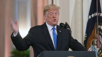 Le président des Etats-Unis, Donald Trump, tient une conférence de presse après les "Midterms", le 7 novembre 2018, à la Maison Blanche.&nbsp; (RON SACHS / AFP)