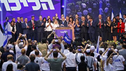 Le Premier ministre israélien prononce un discours face à des militants du Lijoud, le 18 septembre 2019 à Tel-Aviv (Israël). (JACK GUEZ / AFP)