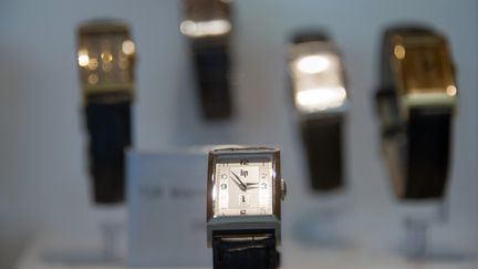 La montre historique "Winston Churchill" de LIP. La marque est&nbsp;aujourd’hui détenue par la Société des montres bisontines (SMB), établie à Chatillon-le Duc, près de Besançon.&nbsp; (SEBASTIEN BOZON / AFP)