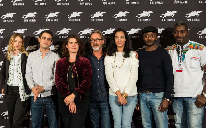 Le jury des longs métrages de la 32e édition du FIFF présidé par le cinéaste français Martin Provost. De gauche à droite, Christa Théret, Benjamin Siksou, Anne Emond, Martin Provost, Loubna Abidar, Marc Zinga et Issaka Sawadogo (FIFF)