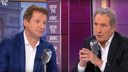 Capture d'écran d'une interview de Yannick Jadot par Jean-Jacques Bourdin, le 3 janvier 2022. (BFMTV / YOUTUBE)