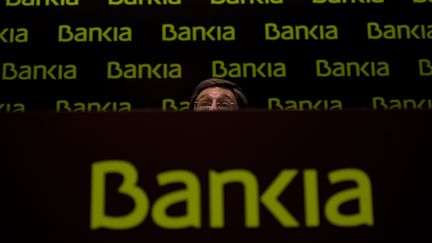 Le pr&eacute;sident de Bankia, Jose&nbsp;Ignacio Goirigolzarri, donne une conf&eacute;rence de presse &agrave; Madrid (Espagne), le 26 mai 2012. (DANI POZO / AFP)