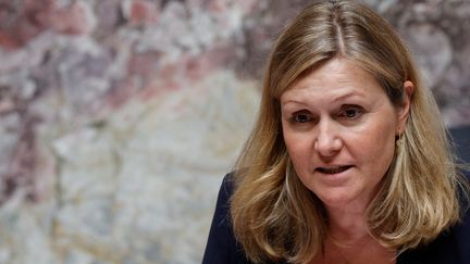 Yaël Braun-Pivet préside une session de questions au gouvernement, à l'Assemblée nationale, le 18 juillet 2023. (GEOFFROY VAN DER HASSELT / AFP)