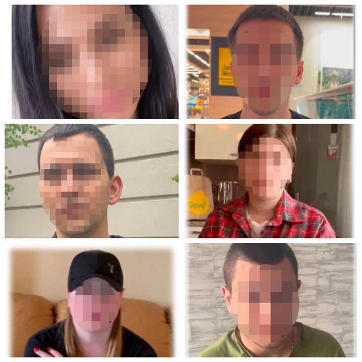 Les photos des six suspects, diffusées par les services de sécurité ukrainiens. (SBU)