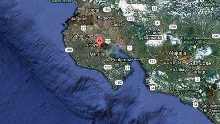 L'&eacute;picentre du s&eacute;isme qui a frapp&eacute; le Costa Rica mercredi 5 septembre 2012&nbsp;se trouve dans la p&eacute;ninsule de Nicoya, &agrave; 3 km du village de Samara, pr&egrave;s de la c&ocirc;te pacifique. (GOOGLE MAPS / FTVI)