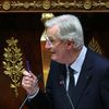 Michel Barnier, Premier ministre, à la tribune de l'Assemblée nationale, à Paris, le 1er octobre 2024. (ALAIN JOCARD / AFP)