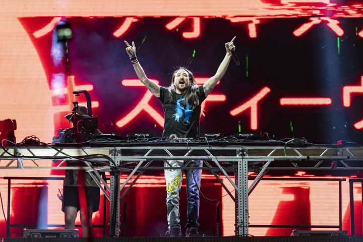 Le Dj Steve Aoki pendant son concert au Lollapalooza 2021 (ERIKA GOLDRING / WIREIMAGE)