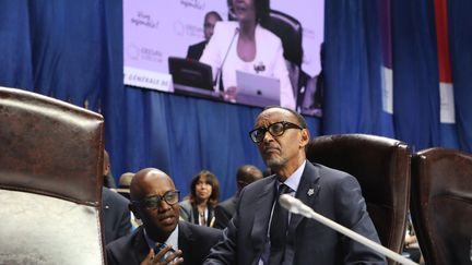 Le président du Rwanda Paul Kagame&nbsp;à&nbsp; Erevan (Arménie), le 12 octobre 2018.&nbsp; (LUDOVIC MARIN / AFP)