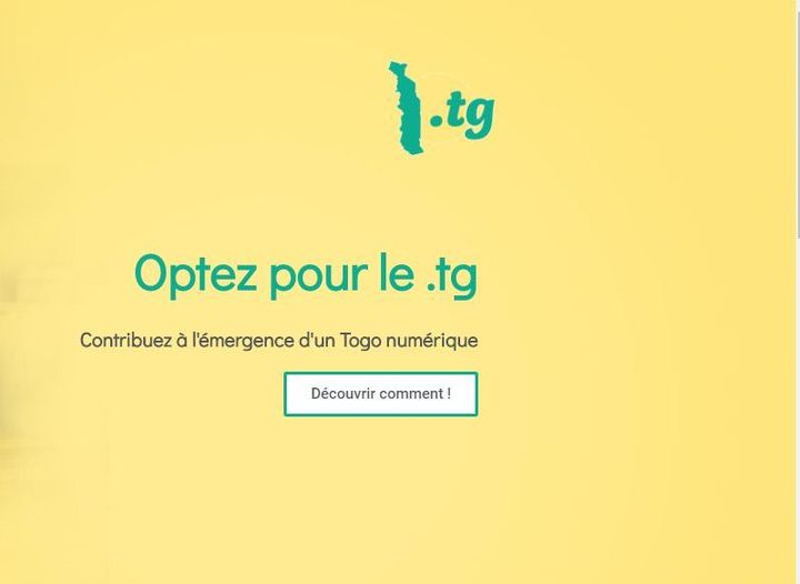 La page d'accueil du site .tg et les sollicitations des autorités à l'adresse des entrepreneurs. (mondomainegratuit.tg)