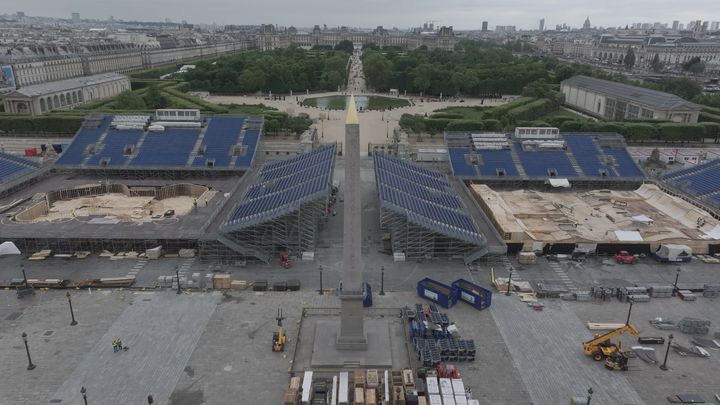 Aerial image of the installations at Place de la Concorde taken from the documentary 