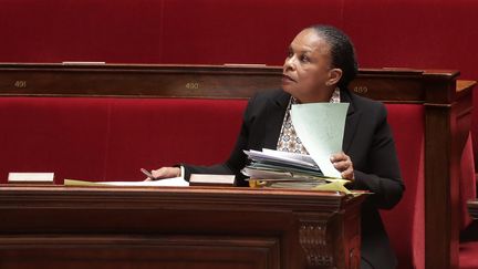 La ministre de la Justice, Christiane Taubira, le 21 octobre 2015 &agrave; l'Assembl&eacute;e nationale. (MAXPPP)