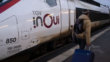 Un TGV à quai en garde de Rennes (Ille-et-Vilaine), le 15 février 2022. (MARTIN BERTRAND / HANS LUCAS / AFP)