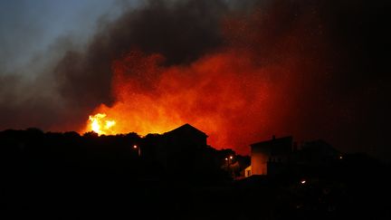 Les flammes ravagent la commune de Biguglia (Haute-Corse), le 24 juillet 2017. (PASCAL POCHARD-CASABIANCA / AFP)