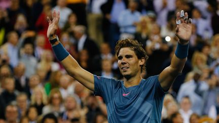 Rafael Nadal apr&egrave;s sa victoire contre Novak Djokovic en finale de l'US Open, lundi 9 septembre 2013 sur le court de Flushing Meadow, &agrave; New York (Etats-Unis). (MIKE STOBE / GETTY IMAGES NORTH AMERICA)