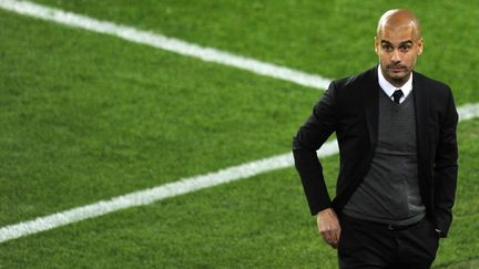 L'entra&icirc;neur du FC Barcelone, Josep "Pep" Guardiola, au stade Camp Nou de Barcelone (Espagne), le 24 avril 2012. (PIERRE-PHILIPPE MARCOU / AFP)