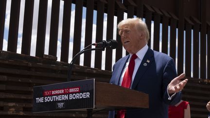 Donald Trump lors d'un discours à la frontière mexicaine, en Arizona, le 22 août 2024. (REBECCA NOBLE / GETTY IMAGES NORTH AMERICA)