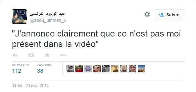 Le premier message post&eacute; par un compte Twitter se pr&eacute;sentant comme celui du jihadiste fran&ccedil;ais Micka&euml;l Dos Santos. (@ABOU_UTHMAN_6)