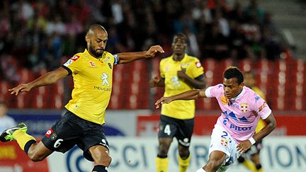 Sochaux affronte Evian dans une finale pour le maintien en Ligue 1. (JEAN-PIERRE CLATOT / AFP)