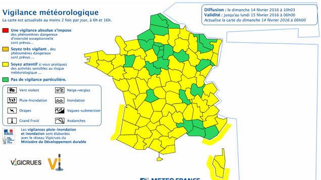 &nbsp; (Alerte orange levée © capture d'écran Météo France)