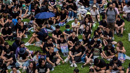 Manifestation le 4 août dans le district occidental de Hong Kong. (ISAAC LAWRENCE / AFP)