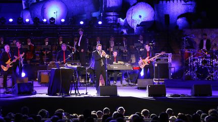 Le musicien franco-libanais Ibrahim Maalouf sur scène au Festival international de Baalbek au Liban en juillet 2017. (STRINGER / AFP)