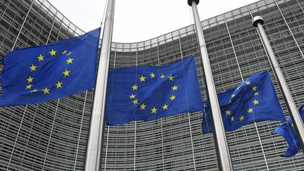 Des drapeaux européens à Bruxelles. (JOHN THYS / AFP)