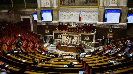 L'Assemblée nationale, lors de l'examen du texte pour encadrer le recours aux cabinets de conseil par les pouvoirs publics, le 1er février 2024. (MAGALI COHEN / HANS LUCAS)