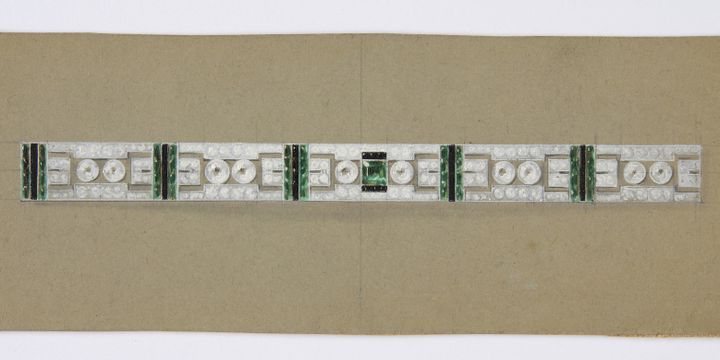 Exposition "Les gouachés" : maquette pour bracelet, vers 1930 : gouache et crayon sur calque Dael &amp; Grau
 (Collection Dael &amp; Grau.  Photo : A. Leprince)