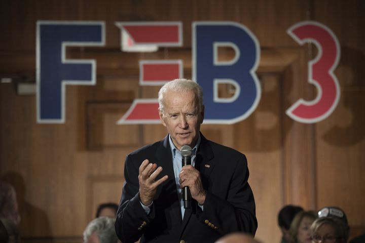 L'ancien vice-président Joe Biden lors d'un meeting de campagne à Iowa City (Etats-Unis), le 30 janvier 2020. (JERKER IVARSSON / AFTONBLADET / TT NEWS AGENCY / AFP)