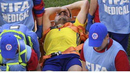 Le Suédois&nbsp;Sebastian Larsson face au Mexique le 27 juin 2018 à&nbsp;Ekaterinburg&nbsp;(Russie). (JORGE GUERRERO / AFP)