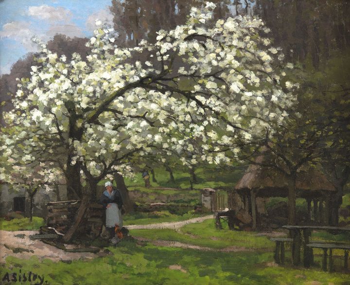 Alfred Sisley (1839-1899),"Printemps, paysanne sous les arbres en fleurs", vers 1865-1866, Collection particulière, par l’intermédiaire de la Hélène Bailly Gallery, Paris&nbsp; (© Courtesy Galerie Bailly)