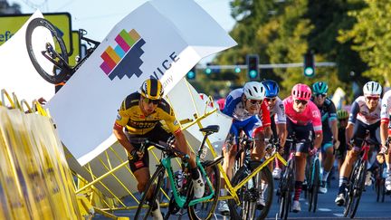 Dylan Groenewegen lors de la chute avec Fabio Jakobsen sur le Tour de Pologne. (ANDRZEJ GRYGIEL / PAP)