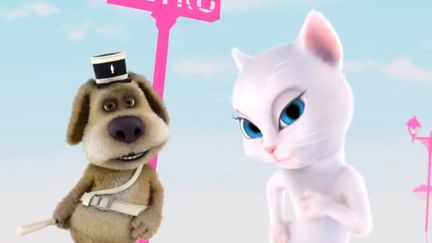 Capture d'&eacute;cran de la vid&eacute;o de pr&eacute;sentation de l'application Talking Angela. (OUTFIT 7)