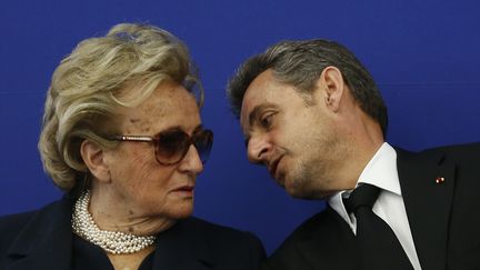 Bernadette Chirac et Nicolas Sarkozy, le 10 mars 2014 &agrave; Nice (Alpes-Maritimes). (VALERY HACHE / AFP)