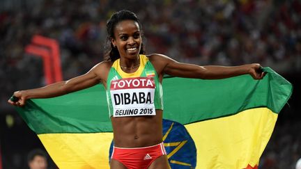 L'Ethiopienne Genzebe Dibaba après son sacre mondial à Pékin sur 1500m (LI GANG / NURPHOTO)