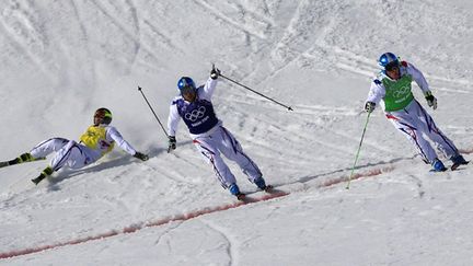 Le triplé des Français Chapuis, Bovolenta et Midol en skicross (ALEXANDER KLEIN / AFP)