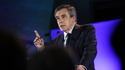 François Fillon lors d'un meeting à Maison-Alfort (Val-de-Marne), le 24 février 2017. (PATRICK KOVARIK / AFP)