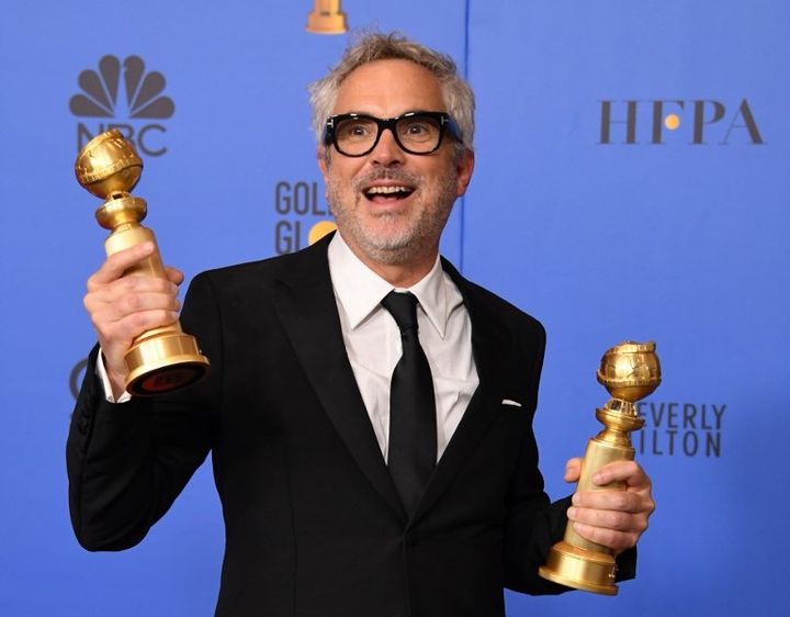 Alfonso Cuaron, Golden Globes pour meilleur directeur et meilleur film en langue étrangère le 6 janvier 2019 pour "Roma", film produit par Netflix. Un énorme coup de pub pour la plateforme.
 (MARK RALSTON / AFP)