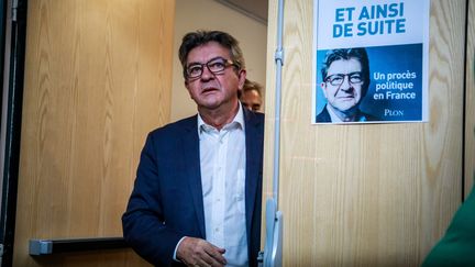 Jean-Luc Mélenchon, le 12 septembre 2019, lors d'une conférence de presse à la Maison de l'Amérique latine à Paris, à l'occasion de la présentation de son livre "Et ainsi de suite". (CHRISTOPHE PETIT TESSON / MAXPPP)