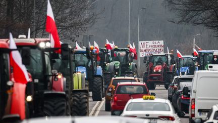 Une manifestation d'agriculteurs polonais, le 9 février 2024, photo d'illustration. (IMAGO/BEATA ZAWRZEL / MAXPPP)