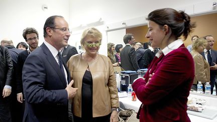 Fran&ccedil;ois Hollande, Eva Joly et C&eacute;cile Duflot apr&egrave;s le meeting du socialiste &agrave; Limoges le 27 avril 2012. (DUFOUR-POOL/SIPA)