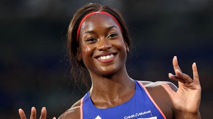 Cyréna Samba-Mayela après sa demi-finale aux championnats d'Europe d'athlétisme de Rome, le 8 juin 2024. (ANNE-CHRISTINE POUJOULAT / AFP)