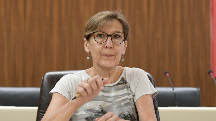 Anne Grosperrin lors du conseil de la Métropole de Lyon, le 27 juillet 2020; (JOeL PHILIPPON / MAXPPP)