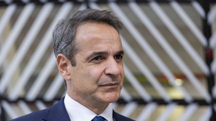 Le Premier ministre grec Kyriakos Mitsotakis, à Bruxelles (Belgique), le 23 juin 2022 (photo d'illustration). (NICOLAS ECONOMOU / NURPHOTO / AFP)