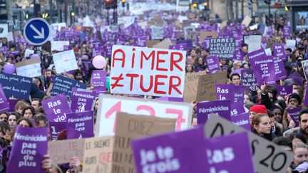 La marche contre les violences faites aux femmes à Paris, le 23 novembre 2019. (NATHANAEL CHARBONNIER / RADIO FRANCE)