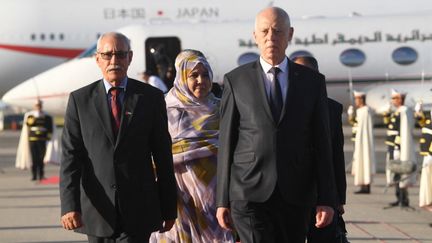 Le président tunisien Kais Saied avec Brahim Ghali, chef du Front Polisario, à Tunis, le 26 août 2022. (TUNISIAN PRESIDENCY / ANADOLU AGENCY)