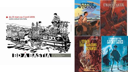 &nbsp; (© Ed. Baudoin, BD à Bastia / B. Bachelier, Gallimard / R. Meyer, Dargaud / Fr. Peeters, Casterman / M. Bonhomme, Dargaud)