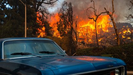 Une maison détruite par la feu près de Los Angeles (Californie), le 8 janvier 2025. (ZOE MEYERS / AFP)